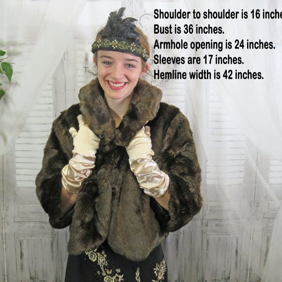 Sz S Faux Fur bolero jacket, Ann Taylor Loft, Dark brown, Collar, Half sleeves - Picture 5 of 11